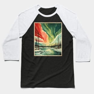 Yellowknife Canada Aurora Borealis Vintage Poster Tourism Art Baseball T-Shirt